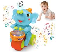 Baby Elephant Musical Crawling Toy with Lights, Sounds, Blowing Ball, Infant Sensory Toys, Birthday Gifts for Kids Boy Girl 3 4 5 6 7 8 Years (Blue)