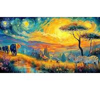 Baby Elephant Sleeping on Flower Under Moonlight 1000 Pieces Puzzle - Fun Present Family Game Challenging Great Gift Idea for Adults 38x26/1000pcs