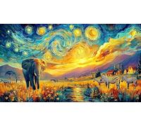 Baby Elephant Sleeping on Flower Under Moonlight Recycled Paper 1000Pc Puzzle for Adults - Fun Present & Family Activity Wall Decoration Gift 38x52/1000pcs