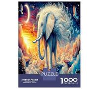 Baby Elephant Splash 1000 Piece Elephant Moon Jigsaw Puzzles for Puzzles 1000 Pieces Jigsaw for Adults Challenging Puzzles for Adults Gifts for Men, 38x26cm/1000pcs