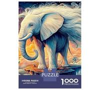 Baby Elephant Splash 1000 Piece Premium Cardboard Flying Elephant in Nebula Puzzle Bundle, Educational Challenge Adults, Stress Relief, Gift & Family Activity 38x26cm/1000pcs