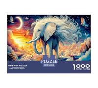 Baby Elephant Splash 1000 Piece Puzzle for Adults & Kids | Detailed - Elephant (clouds Sunset) Recycled Paper Educational Game Decompression38x26cm/1000pcs