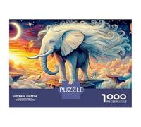 Baby Elephant Splash Jigsaws 1000 Piece Puzzle Majestic Elephant in Dreamscape Impossible Suitable for Decompression And Wall Decor for Adults And Kids 38x26cm/1000pcs