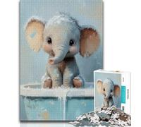 Baby Elephant Taking A Bath Jigsaw Puzzles for Teenagers 1000,Help The Brain Exercise Addictive Toys to Cultivate Patience A Work of Art 50x75cm