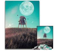Baby Elephant Three Moons Jigsaw Puzzle 1000 Pieces Puzzles for Adults Perfect Home Or Office Decor Ideal 1000 PCS(38x26cm)