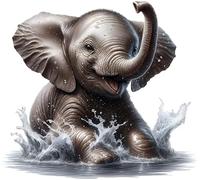 Baby Elephant Vinyl Decals, Jungle Animal Sticker for Mirror Door 20cm 7cm