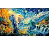 Baby-Elephant-with-Flowers-and-Butterfly 1000 Piece Educational Game Decompression Puzzle Recycled Paper Fun Present & Activity for Home for Wall Decoration and Gifts 38x52/1000pcs