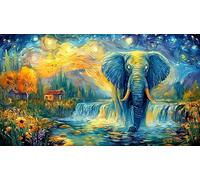 Baby Elephant with Flowers and Butterfly 1000 Piece Jigsaw Puzzle for Adults Kids - Impossible Hard Challenging Game Great Gift Idea 38x26/1000pcs