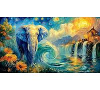Baby Elephant with Flowers and Butterfly 1000 Piece Jigsaw Puzzle for Adults Kids - Impossible Hard Challenging Game Great Gift Idea 38x52/1000pcs