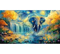 Baby Elephant with Flowers and Butterfly 1000 Pieces Recycled Paper Jigsaw - Family Activity & Fun Present Great Gift Idea for Adults 38x26/1000pcs
