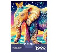 Baby Elephants Bath 1000 Piece Premium Cardboard Starry Night Elephant Puzzle, Adult Educational Challenge, Stress Relief, Birthday Gift & Wall Decor for Family 38x26cm/1000pcs