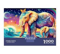 Baby Elephants Bath 1000 Pieces Jigsaw Puzzles Engaging Educational Games Elephant Cosmic Jigsaw Puzzles Beautiful Decoration for Adults And Kids 52x38cm/1000pcs