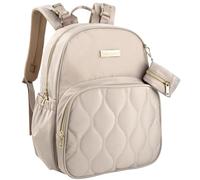 Baby Essentials 3 in 1 Diaper Bag Backpack, Changing Pad & Pacifier Pouch for Newborns, Infants, Toddlers - Quilted, Smooth, Sheek, Padded in Design, Beige