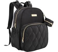 Baby Essentials 3 in 1 Diaper Bag Backpack, Changing Pad & Pacifier Pouch for Newborns, Infants, Toddlers - Quilted, Smooth, Sheek, Padded in Design, Black