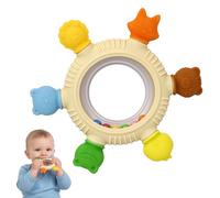 Baby Essentials for Newborn Gift, Sensory Teethers for Babies 3-6 Months, Easy-Grasp Silicone Steering Wheel Teething Toy for Soothing Gums