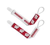 Baby Fanatic NCAA Wisconsin Badgers Pacifier Clips, 2-Pack, One Size, Team Color