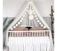 Baby Fancyroom Bed Canopy for Baby Cot, Princess Baby Cot, Mosquito Net, Side Cot Canopy, Baby Room Decoration, Canopy Children's Room Made of Premium Tulle (Ecru/Cream)