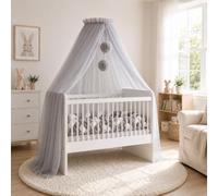 Baby Fancyroom Bed Canopy for Baby Cot, Princess Baby Cot, Mosquito Net, Side Cot Canopy, Baby Room Decoration, Canopy Premium Tulle (Light Grey, Bed Canopy with Bobble)
