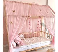 Baby Fancyroom House Bed Canopy Bed Canopy for Cot Children's Room Canopy Bed Curtain Bed Canopy for Girls Princess Room (Pink, 360 cm, without Butterflies)