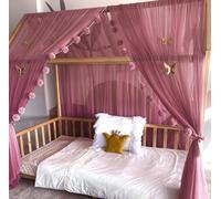 Baby Fancyroom House Bed Canopy for Cot Children's Room Curtain - Girls Princess Room (Dark Dusky Pink, 380 cm, Without Butterflies)