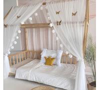 Baby Fancyroom House Bed Canopy White/Ecru for Cot Children's Room Curtain With 5 Golden Butterflies, 380 cm - Girls Princess Room