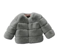 Baby Faux Fur Coat Newborn Infant Toddler Jacket Thick Warmer Outerwear Unisex Vest Little Sister Sweet Gilet Costume Baptism Cover up Outwear Fluffy Christmas Halloween Party Photo Shoot Coat Grey