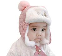 Baby Faux Fur Hat Toddler Fleece Lined Baby Trapper Hat Winter Hat with Ear Flap Baby Cute Crochet Beanie Hat Fluffy Hat Cute Pom Hat Knitted Soft Comfortable Warm Hat for Cold Weather (6-24 Months)