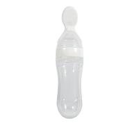 Baby Feeder Bottle, 1Pc 90mL Silicone Baby Toddler Feeding Bottle, Baby Food Feeder Bottle with Spoon Fresh Food Cereal Squeeze Feeder for Cereal Milk Porridge(White)