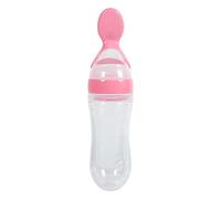 Baby Feeder Bottle,90mL Silicone Baby Toddler Feeding Bottle with Spoon and Hygienic Cover, Squeeze-Style Cereal Rice Fruit Feeder Dispenser for Infant Newborn Toddler
