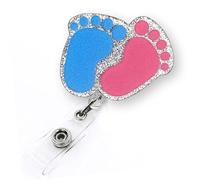 Baby Feet Badge Reel Retractable for Labor and Delivery Nurse & Midwife, NICU Nurse Badge Clip, L&D Badge Reel, Cute OB/GYN Baby Badge Holder with Alligator Clip & 24” Durable Nylon Cord | Acrylic