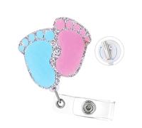 Baby feet Badge Reel with Swivel Alligator Clip ID Badge Holder Funny Glitter Badge Reel Retractable Clip for RN LPN CNA Nurse Doctor Assistant Medical Staff