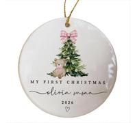 Baby First Christmas Ceramic Ornament, My First Christmas Ornament Baby | Custom Baby Milestone Keepsake, Delicate Hanging Ceramic Decor, Record Little One' s Very First Christmas