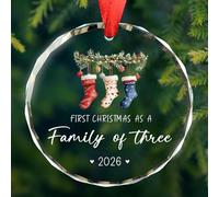Baby First Christmas Ornaments 2026, Baby Pregnancy Announcement Gifts for Grandparents, New Parents Gifts for Couples Mom and Dad to Be Gift, First Christmas as a Family of Three 2026