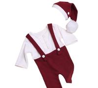 Baby First Christmas Photo Apparel Baby Romper with Hat Set Newborn Photography Props Outfit for Newborns Present
