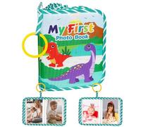 Baby First Photo Album - Soft Dinosaur Crinkle Picture Book | Educational Portable Picture Album with Safe Mirror for Birthday Holiday Family Moments