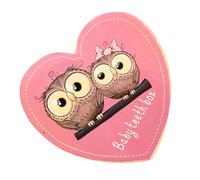 Baby First Tooth Box Heart Shaped Wooden Keepsake Case | My First Tooth Box, Record Baby's Growth Moment, Write Personal Information and Store Baby Teeth