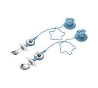 Baby First Utensils Set Short Handle Spoon Fork Dishwasher Safe Stainless Steel with Not Tipping Suction Cup Base Ergonomic Baby Training Spoon for Small Hand