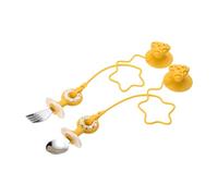 Baby First Utensils Set Short Handle Spoon Fork Dishwasher Safe Stainless Steel with Not Tipping Suction Cup Base Ergonomic Baby Training Spoon for Small Hand