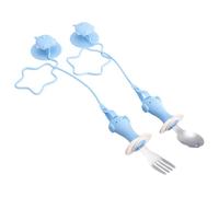 Baby First Utensils Set Short Handle Spoon Fork Dishwasher Safe Stainless Steel with Not Tipping Suction Cup Base Ergonomic Baby Training Spoon for Small Hand