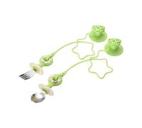 Baby First Utensils Set Short Handle Spoon Fork Dishwasher Safe Stainless Steel with Not Tipping Suction Cup Base Ergonomic Baby Training Spoon for Small Hand
