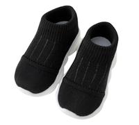 Baby First Walking Shoes - Breathable Mesh Sneakers for Boys & Girls 0-24 Months | Soft Flexible Sole Prewalker Shoes | Lightweight Infant Footwear (Black, 5)