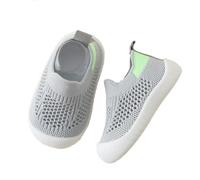 Baby First Walking Shoes Toddler Non-Slip Casual Shoes Mesh Breathable Sneakers Trainers Lightweight Kids Walkers Shoes with Soft Rubber Sole Infant Prewalkers for Indoor Outdoor Grey