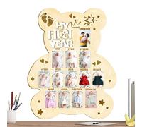 Baby First Year Photo Board - Toddler Picture Frame | Cute Wooden Picture Frame for First Birthday Adoption Day Celebration Foster Families Travel Memory Preservation