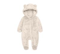 Baby Fleece Fuzzy Bear Onesie Animal Footed Long Sleeve Fall Jumpsuit Newborn Winter Cozy Baby Girl Soft Romper Clothes (Beige, 3-6 Months)