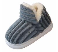 Baby Fleece Slipper Boots Boys Girls Slippers Kids Fluffy Slippers Non-Slip Comfy Children Winter House Shoes Warm Indoor Sliders (Grey, 13.5 Big Kids)