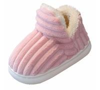 Baby Fleece Slipper Boots Boys Girls Slippers Kids Fluffy Slippers Non-Slip Comfy Children Winter House Shoes Warm Indoor Sliders (Pink, 7 Toddler)