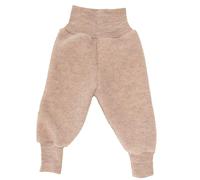 Baby Fleece Trousers 100% Virgin Wool Engel Natural with Navel Waistband, Sand melange, 62/68 cm