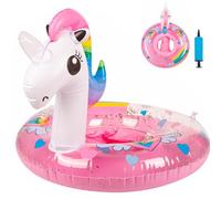 Baby Float 6-12-18-36 Months, Inflatable Baby Swim Ring with Safety Seat | Toddler Swimming Float for 1 2 3 Year Old, Soft Padded Design, Bath & Pool Accessories (Unicorn - Pink)
