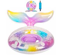 Baby Float 6-12-18-36 Months, Inflatable Baby Swim Ring with Safety Seat | Toddler Swimming Float for 1 2 3 Year Old, Soft Padded Design, Bath & Pool Accessories (Mermaid - Multicolor)