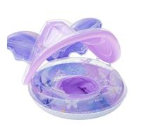 Baby Float with Canopy Anti Tipping Design with Secure Seat & Sun Shade Baby Pool Float for 6 12 Months Sparkling Butterfly Print for Fun Water Play Purple